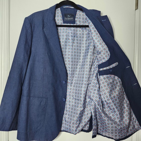 Tailorbyrd Other - Tailorbyrd Collection Mens Navy Blue Cotton Linen Blend Blazer Sport Coat 44R